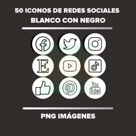 50 Iconos Minimalistas de Redes Sociales negros png imagenes
