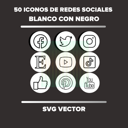 50 Iconos Minimalistas de Redes Sociales negros vectores svg