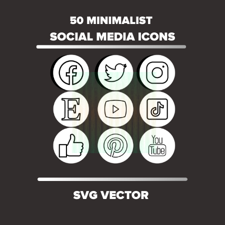 minimalist social media icons black vector