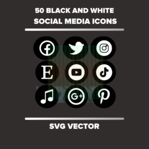black and white social media icons
