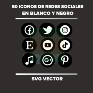 50 iconos de redes sociales en blanco y negro svg