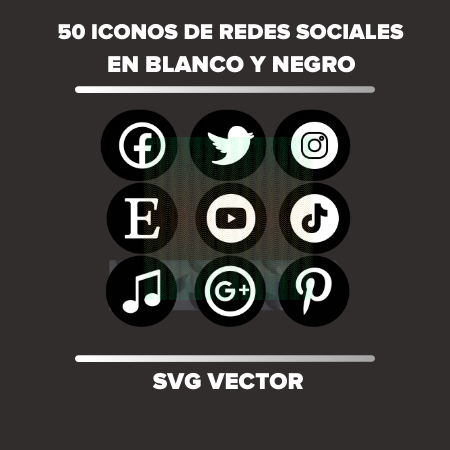 50 iconos de redes sociales en blanco y negro svg