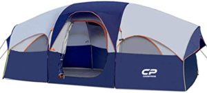 CAMPROS CP Tent-8-Person-Camping-Tents, Waterproof Windproof Family Tent, 5 Large Mesh Windows, Double Layer, Divided Curtain for Separated Room, Portable with Carry Bag