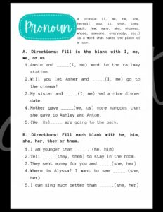 pronoun practice worksheets