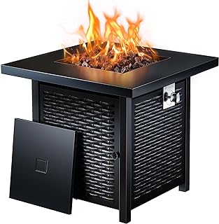 Ciays Propane Fire Pits 28 Inch Outdoor Gas Fire Pit, 50,000 BTU Steel Fire Table with Lid and Lava Rock, Add Warmth and A...